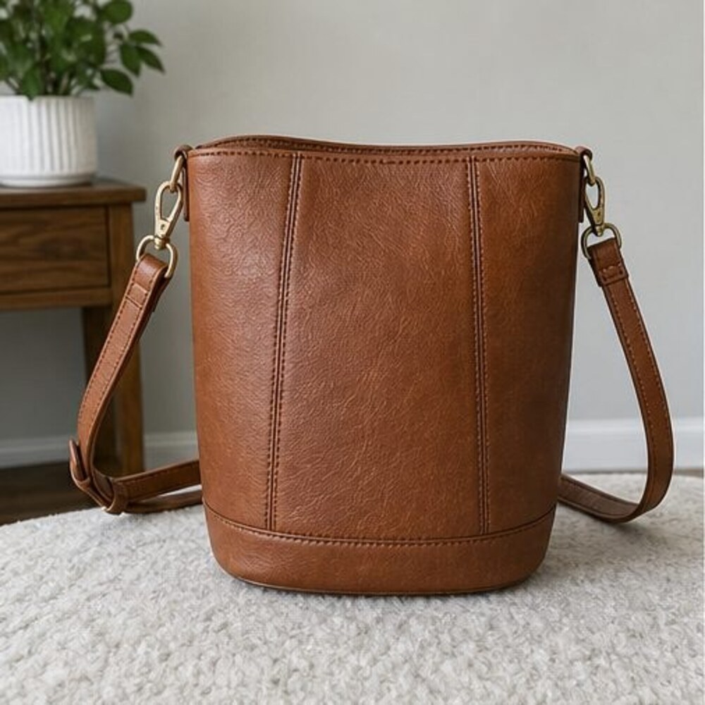 Tan Pebbled Crossbody Bag